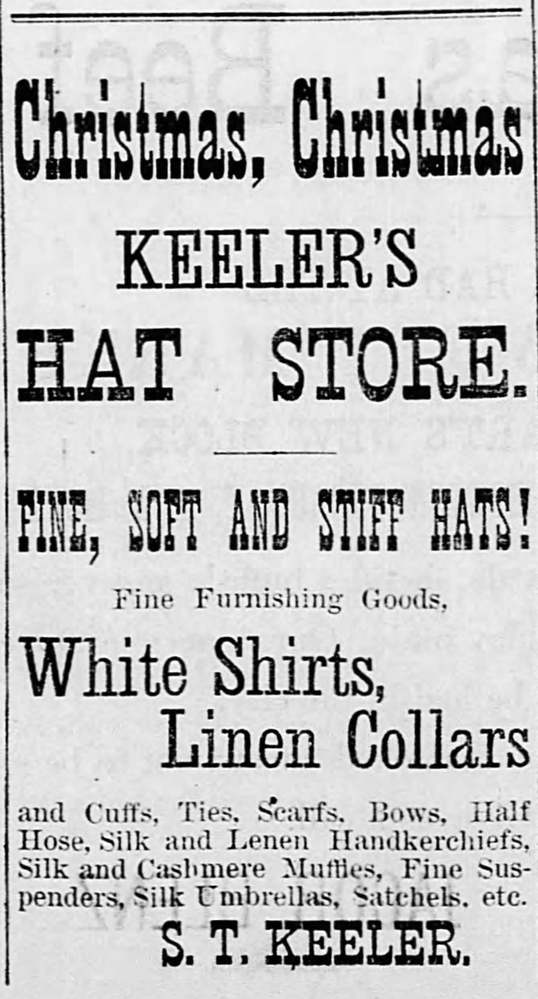 Christmas, Christmas at Keeler's Hat Store
